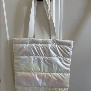 Bath & Body Works Iridescent White Puffer Bag Tote
The bag is 16x18